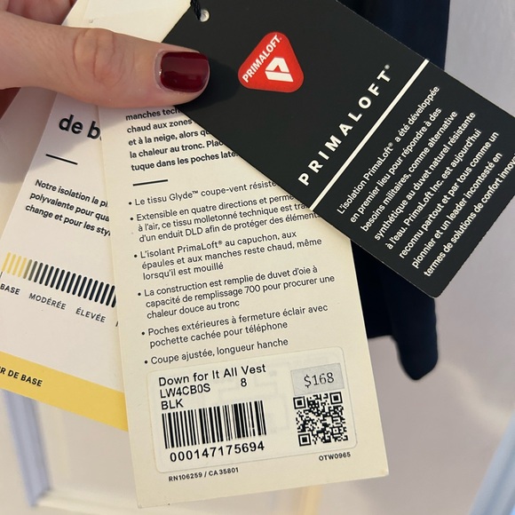 NWT - Lululemon Athletica Black Puffer Vest - Picture 3 of 7